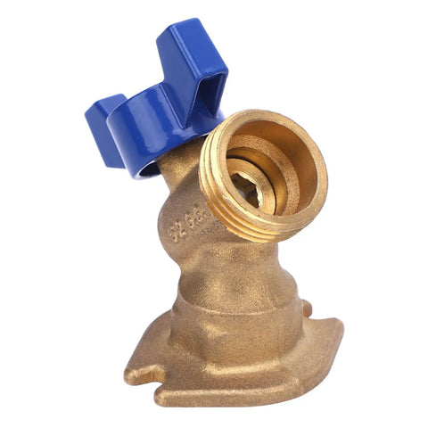 Heavy Duty Quarter Turn Ball Valve Brass G1/2 Female Thread To G3/4 Male Thread Plumbing Connector For House Water Lines with blue handle.