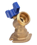 Top Tier 1/4 Inch Solid Brass Quarter Turn Ball Valve Heavy Duty Plumbing Replacement For Toilets And Showers, side view with blue handle.