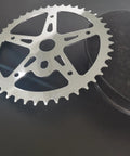 Wide 2 Inch Cup Pedal Crank Kit One Piece Crank For 2 Stroke Gas Motorized Bicycle 48cc 66cc 80cc 44T Sprocket Fits Normal 26 Inch Frames Durable Aluminum Alloy Construction Plug And Play Easy Install And Precise Alignment, silver 44T aluminum sprocket
