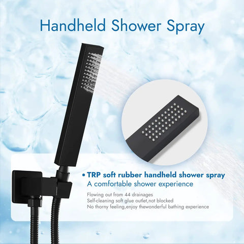 Matte black handheld shower spray from Waterfall Bathtub Faucet Wall Mounted Tub Filler With Handheld Shower Spout One Handle Shower Kit
