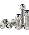 M6 Cross Flange Bolts Kit With Serrated Washers That Grip And Anti Loosening Nuts 304 Stainless Steel M6x30 20 Sets Heavy Duty Fasteners
