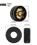 Brass Beadlock Wheel Set With Black Coating And S5 1.0 Crawler Tires For Axial SCX24 AX24 TRX4M FCX24 Upgrades 1/24 1/18 RC Crawlers