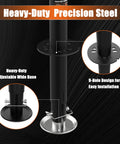 A-frame trailer jack in black steel with adjustable drop leg, 9-hole base, and 30in lift.