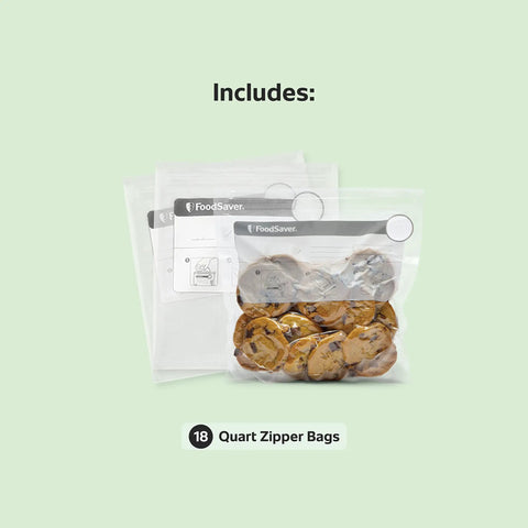 1-Quart BPA-Free Multilayer Vacuum Zipper Bags For Air Tight Food Storage That Keeps Freshness Weeks Not Days filled with cookies