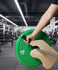 Barbell Lifting Plate Jack Wooden Gym Tool For Deadlifts Compact Lever Loader With Non Slip Handle in gym setting lifting weights