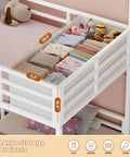 Triple Bunk Bed Space-Saving With House Shape For Kids, storage drawers with toys and clothes, twin over twin over twin.
