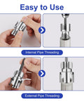 Dual Function PVC Pipe Threader Kit With Internal And External Threading For One Half Inch, Three Quarter Inch, And One Inch PVC Pipes, Drill Compatible