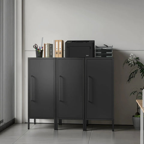 Beefy Heavy Duty 39.5 Inch Metal Storage Cabinet With Magnetic Door Featuring 3 Compartments And 2 Adjustable Shelves for office