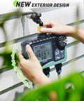 3 Zone Sprinkler Timer With Brass Inlet And IP65 Waterproof Housing Hose Timer for garden with large LCD display in use