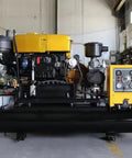 Heavy Duty Oil Free Industrial Air Compressor Built Like A Tank For Garage Jobs, showcasing detailed engine and control panel.