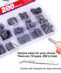 Feather Key Set Kit, 200Pcs Round End Woodruff Key Stock 8mm to 30mm with tweezers in plastic organizer