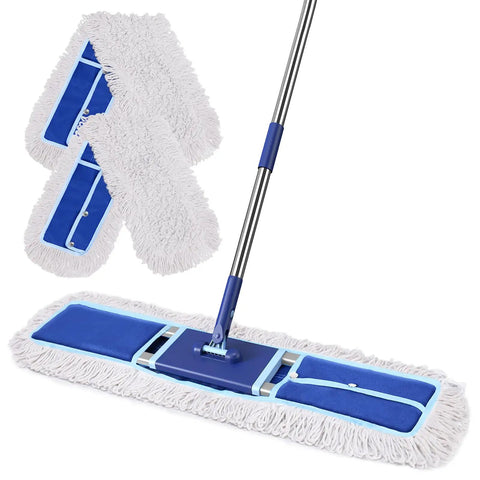 36 Inch Commercial Dust Mop For Quick Dry Dust Cleanup On Hardwood Floors With 59 Inch Extended Handle Heavy Duty Frame Two Mop Pads