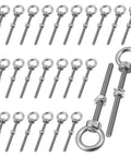 25 Pack Stainless Steel Marine Grade Eye Bolts One Quarter By Three Point Five Four Inch Threaded Eyebolts With Nuts And Washers