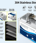 Clean As A Whistle And Built Different For Gritty Grime 40 Khz Ultrasonic Cleaner With Degassing And Smart Digital Timer features a 304 stainless steel construction.