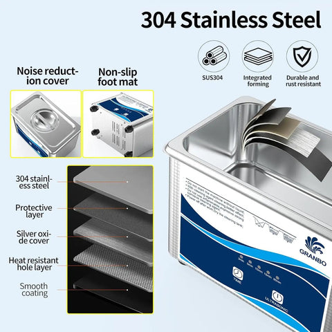 Clean As A Whistle And Built Different For Gritty Grime 40 Khz Ultrasonic Cleaner With Degassing And Smart Digital Timer features a 304 stainless steel construction.