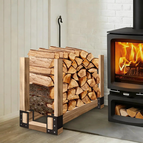 8 Pack Firewood Log Storage Rack Bracket Adjustable Beefy Heavy Duty Powder Coated Steel Holder For Fireplace Patio And Deck