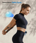 Woman using Big Display Bluetooth Smart Tape Measure for Fitness and Weight Loss, App Connected Body Measuring Tool