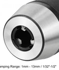 Keyless Drill Chuck MT2 Morse Taper Mount Three Jaw for Lathe and Milling Machine, front view, clamping range 1-13mm.