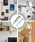 Self-Drilling Drywall Anchors Set With Zinc Alloy Screws, 200 Piece Kit For Picture Frames, Mirrors, Shelves, And Bathroom Accessories No Drill Needed, Easy Removal, Strong Hold, shown with wall mounts