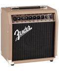 Portable 15 Watt Acoustic Guitar Amplifier With 6 Inch Speaker, Two Channel Instrument And Mic, Chorus Effect, Brown Wheat Finish
