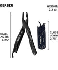 12 In 1 EDC Multitool With Needle Nose Pliers, Wire Cutters, Tweezers, Bottle Opener, compact design, closed and open view, length details