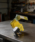 Side view of Water Inlet Solenoid Valve 220 240V Pro Grade Replacement with ABS yellow connector on workshop table