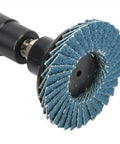 Badass Workhorse Air Powered Die Grinder With Sleek 90 Degree Bent Shaft, blue flapper disc for deburring and metal shaping.