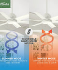 44 Inch Indoor Outdoor Ceiling Fan Without Light For Covered Areas White Finish With Reversible Multi-Speed Motor