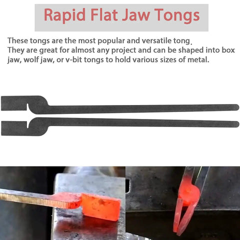 Rapid Tongs Bundle Set With Rivets for Metalworking Flat Jaw Slot Jaw V Bit Scroll and Bolt Tongs handling hot metal stock