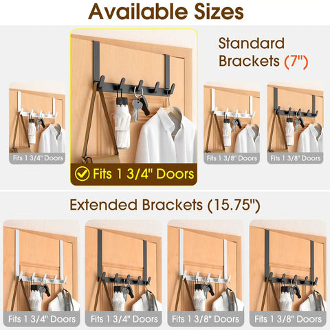 Over The Door Coat Rack And Hooks Heavy Duty Organizer For Winter Gear Fits Doors Up To One And Three Quarter Inches No Drill