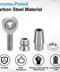 Built Tough One Half Inch Rod End Kit With Two Pairs Of Chrome Steel Joints featuring durable chrome-plated components.