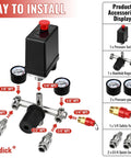 Beefy Workhorse Air Compressor Pressure Switch With Gauge Regulator And Regulating Valve Manifold Durable Aluminum Alloy Body