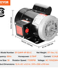 0.75HP Electric Motor With Dual CW CCW Rotation, 1725 RPM, 56 Frame, 5/8 Inch Keyed Shaft, Single Phase 115/230V, side view