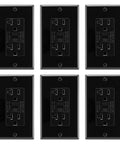 6 Pack Black GFCI Outlets With Wall Plates, 20A 125V 5-20R Tamper-Resistant GFI Receptacles, ETL Listed, Plug And Play Easy Install