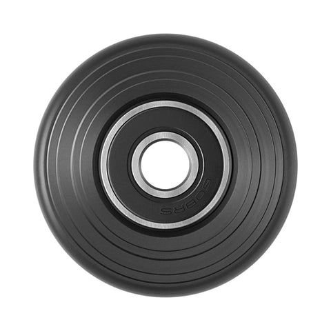 Close-up of a single wheel from Six Pack Sliding Seat Bracket Rollers Kit for Home Gym Replacement Wheels Compatible With Blaze Classic Elite Motivator 2 PR1000 Sport Ultimate 2 Models And Schwinn Comp Revolution.