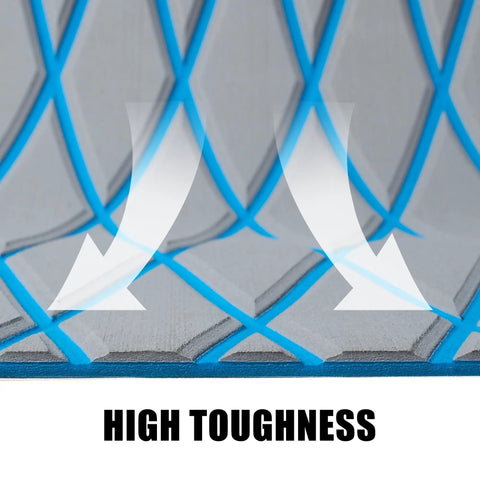 Close-up of Self-Adhesive EVA Foam Boat Decking showing gray surface with blue lines, highlighting non-slip and cushioned comfort features.