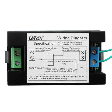 Wiring diagram for Six In One AC Meter Multimeter With Digital LCD Monitor Voltage 80 To 300V Current 0 To 100A Active Power