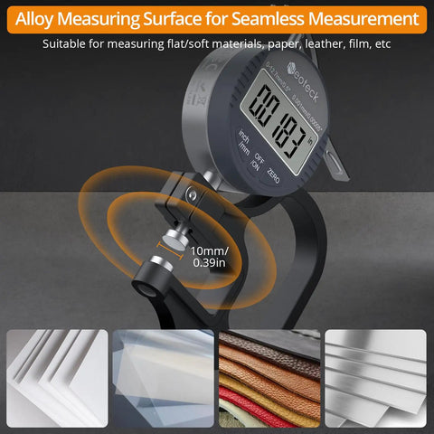 Digital Thickness Gauge With LCD Display Inch mm Conversion Dead On Accurate 0.00005 Inch Resolution for leather and film