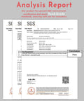 Analysis report showing certification for 62mm Aluminum Foil Seal Lids, indicating safety and compliance with food-grade standards.