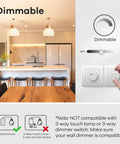 Dimmable LED A19 Bulbs 60W Equivalent 800 Lumens 2700K Soft White E26 Base 9W Energy Saving Perfect For Bedroom Living Room Home Office 12 Pack Ideal For Cozy Warm Vibe And Easy Dimming shown in kitchen setting with dimmer switch.