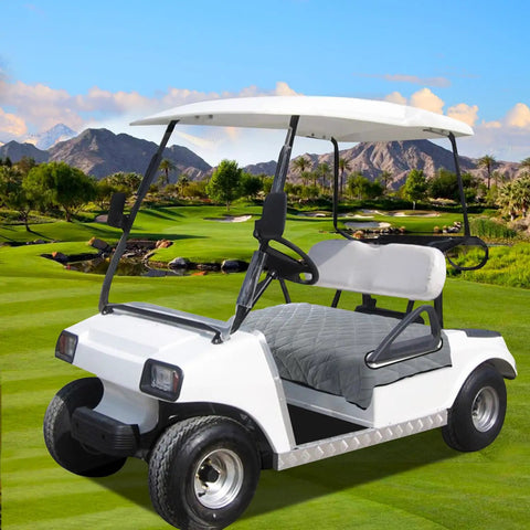 Golf cart with light gray Plush Golf Cart Seat Covers With Thickened Plush Seat Towel Blanket And Non Slip Backing