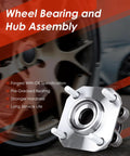 Front Wheel Hub And Bearing Assembly Replacement For Nissan Sentra With ABS 4 Lug Hubs 513297, shown against a wheel background