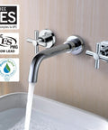 Wall Mount Bathroom Faucet With Cross Handles In Modern Chrome Finish Slick Upgrade Rough In Valve Included Durable And Corrosion Resistant