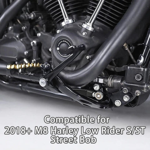 Harley Brake Lever And Shift Linkage Set For 2018 To 2025 Softail With Mid Controls Fits Fat Boy Heritage Classic Low Rider S Softail Slim Breakout Fat Bob Street Bob FXBBS FXLRS FXLRST FXRST FXST Black on M8 engine