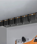 Heavy Duty Ceiling Garage Storage Racks For Bins And Totes, Space Saving Overhead Organizer With Adjustable Width, 7 Pack Installed
