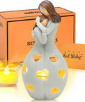 From Daughter To Mom Candle Holder With Flickering LED Flameless Candle, Thoughtful Mother's Day Gift, Heartfelt Home Decor