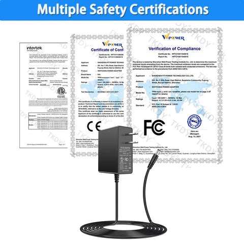 6V 2A Power Supply Cord For Elliptical Machines 1.8m Cable DC 5.5x2.5mm Port Compatible 6V Chargers with safety certifications
