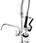 Commercial Sink Faucet With Sprayer For Pre Rinse, Wall Mount, 4 To 8 Inch Adjustable Center, Single Handle Kitchen Faucet