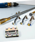Emergency Pipe Fix Clamp Leak Sealer For Fast Home Plumbing Repairs Easy Install Leak Proof Design with tools on a workbench
