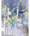Four Heavy Duty White Schedule 40 Pvc Pipes 1.5 Inch Diameter By 17 Inch Length Top Shelf Pvc Tubing in floral arrangement.